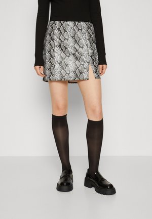 ONLY ONLCARYS SNAKE SLIT SKIRT - Μίνι φούστα - black/grey