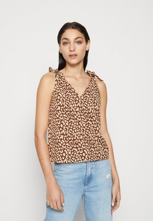 Pieces PCLILIANA V NECK - Μπλούζα - brown