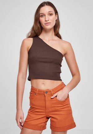 CROPPED ASYMMETRIC  - Top - brown