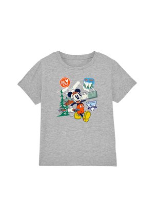 DISNEY MICKEY MOUSE SKI BADGES - Print T-shirt - mottled light grey