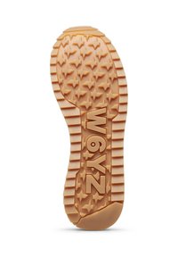 Rubber shoe sole in tan with a star pattern and ridged edges. Features the letters "W6YZ" embossed in the center, with a flat toe design.