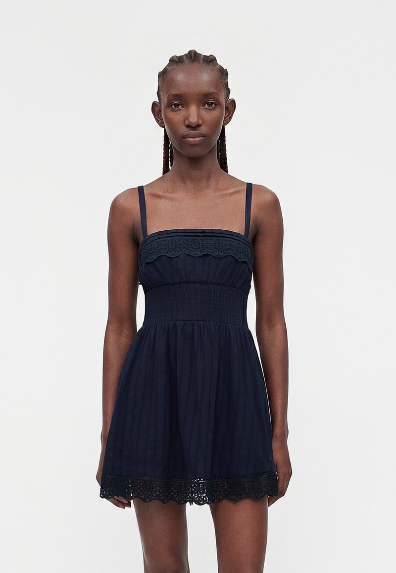hollister navy lace dress Women's Lace Trim Mini Dress in White Size XXL PETITE from Hollister