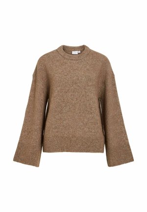 VILA, KNITTED PULLOVER VIESSY ROUND NECK - Pullover - brown