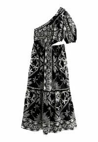 Next ONE SHOULDER CUT OUT MIDI - REGULAR FIT - Vapaa-ajan mekko - black white