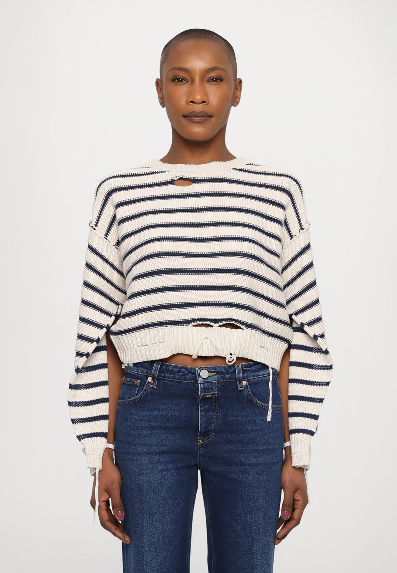 MM6 Maison Margiela CREW NECK - Džemperis - chalk/navy