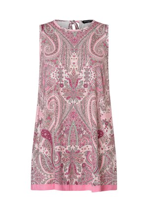 Ärmellose Tunika mit Paisleymuster in Rosa- und Grautönen, mit Rundhalsausschnitt und einer Bindeschleife im Rücken. Glatte Stoffqualität.