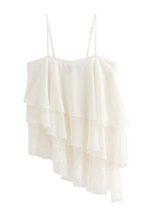 New Look, OFF WHITE LACE ASYMMETRIC  CAMI TOP - Top - off white
