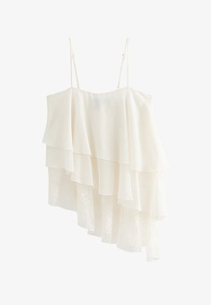New Look, OFF WHITE LACE ASYMMETRIC CAMI TOP - Top - off white
