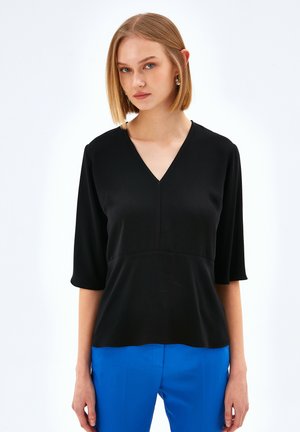 V NECK - Blouse - black