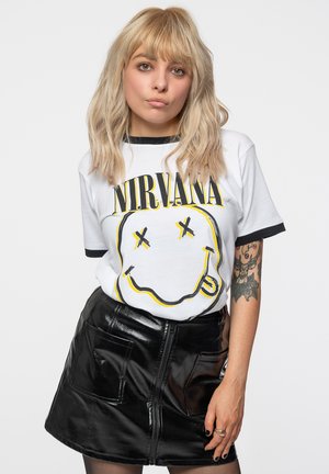 Paradiso Clothing NIRVANA DOUBLE SMILE RINGER - Print T-shirt - white