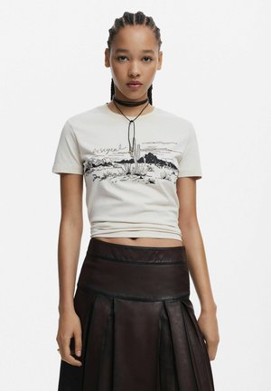 Desigual SHORT SLEEVE LANDSCAPE - T-Shirt print - beige