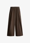POPLIN WIDE-LEG - Trousers - mottled light brown