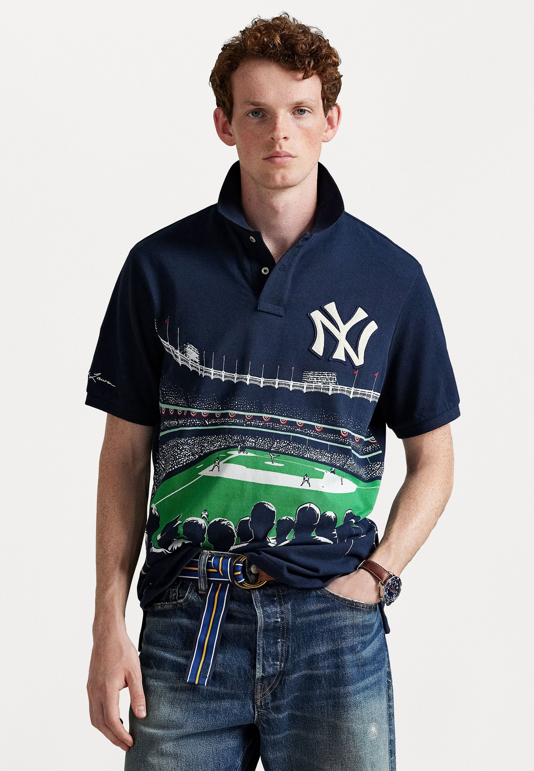 Polo Ralph Lauren ネイビー ポロシャツNEW YORK 短丈 Polo Ralph Lauren POLO RALPH LAUREN YANKEES POLO SHIRT UNISEX