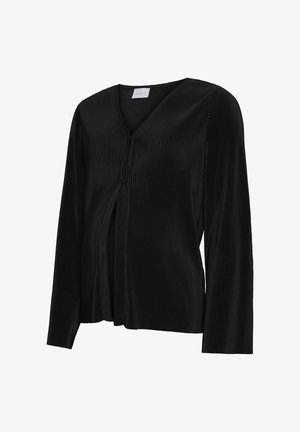 Must have soonamaja, millel on must soonik ja varrukas, V-kaelus ning peidetud esine voltimine, mis tagab venimise ja mugavuse.