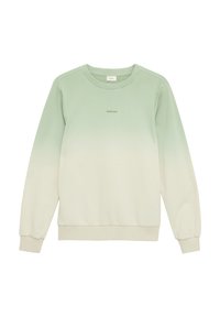 Groene gradient sweatshirt met ribbel-crewneck, lange mouwen en elastische boorden. Heeft subtiele "EVERYDAY" branding op de borst.