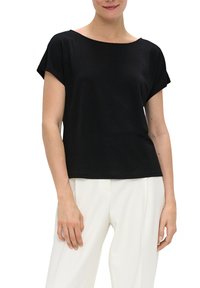 s.Oliver BLACK LABEL MIT ÜBERSCHNITTENER SCHULTER - T-shirt basic - schwarz