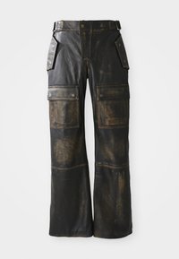VINTAGE MOTO PANTS - Pantalon en cuir - black