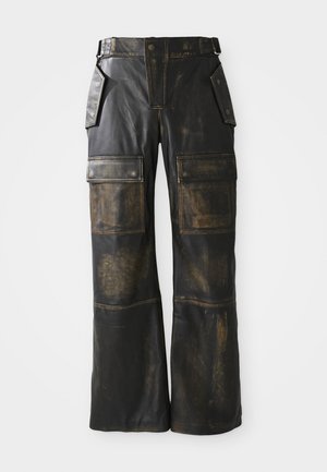 VINTAGE MOTO PANTS - Skindbukser - black