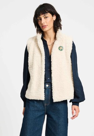 POM Amsterdam, GILET - TEDDY LOVE ECRU - Bodywarmer - white
