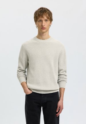 Selected, SLHDANE STRUCTURE CREW NECK - Svetrík - light grey melange