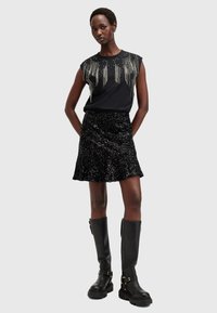 AllSaints LENNON TASSEL TANK - T-shirts med print - washed black