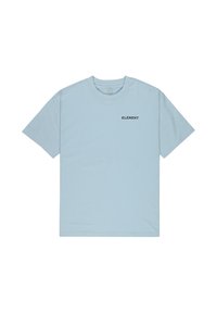 Hellblaues Baumwoll-T-Shirt mit Rundhalsausschnitt, kurzen Ärmeln und einem schwarzen "ELEMENT"-Logo auf der linken Brust.