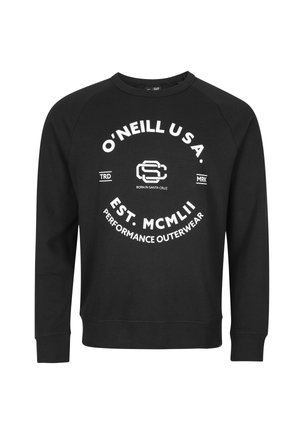 Czarna bluza z długim rękawem z białym napisem "O'NEILL U.S.A. EST. MCMLII PERFORMANCE OUTERWEAR" i logo na środku przodu.
