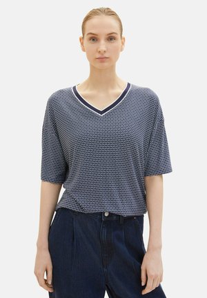 TOM TAILOR Print T-shirt - navy geometrical design