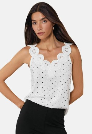 Lipsy, REGULAR FIT - CROCHET TRIM DETAIL VEST . - Top - white  black polka dot printed
