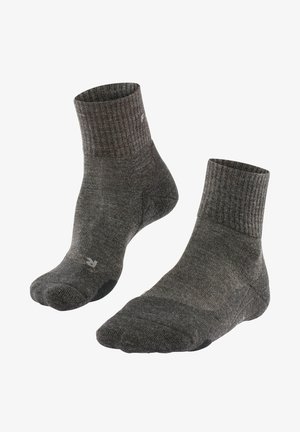 Grijze enkelsokken met een geribde bovenrand en een versterkte teen. Gemaakt van een zachte, gestructureerde stof voor comfort en duurzaamheid.