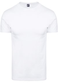 Witte t-shirt met korte mouwen, gemaakt van zacht katoen. Klassieke ronde hals, gladde textuur en geen zichtbare patronen of graphics.