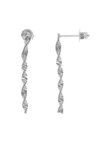 Orecchini d'argento con un design intrecciato, caratterizzati da una forma a spirale texture e una chiusura a farfallina.