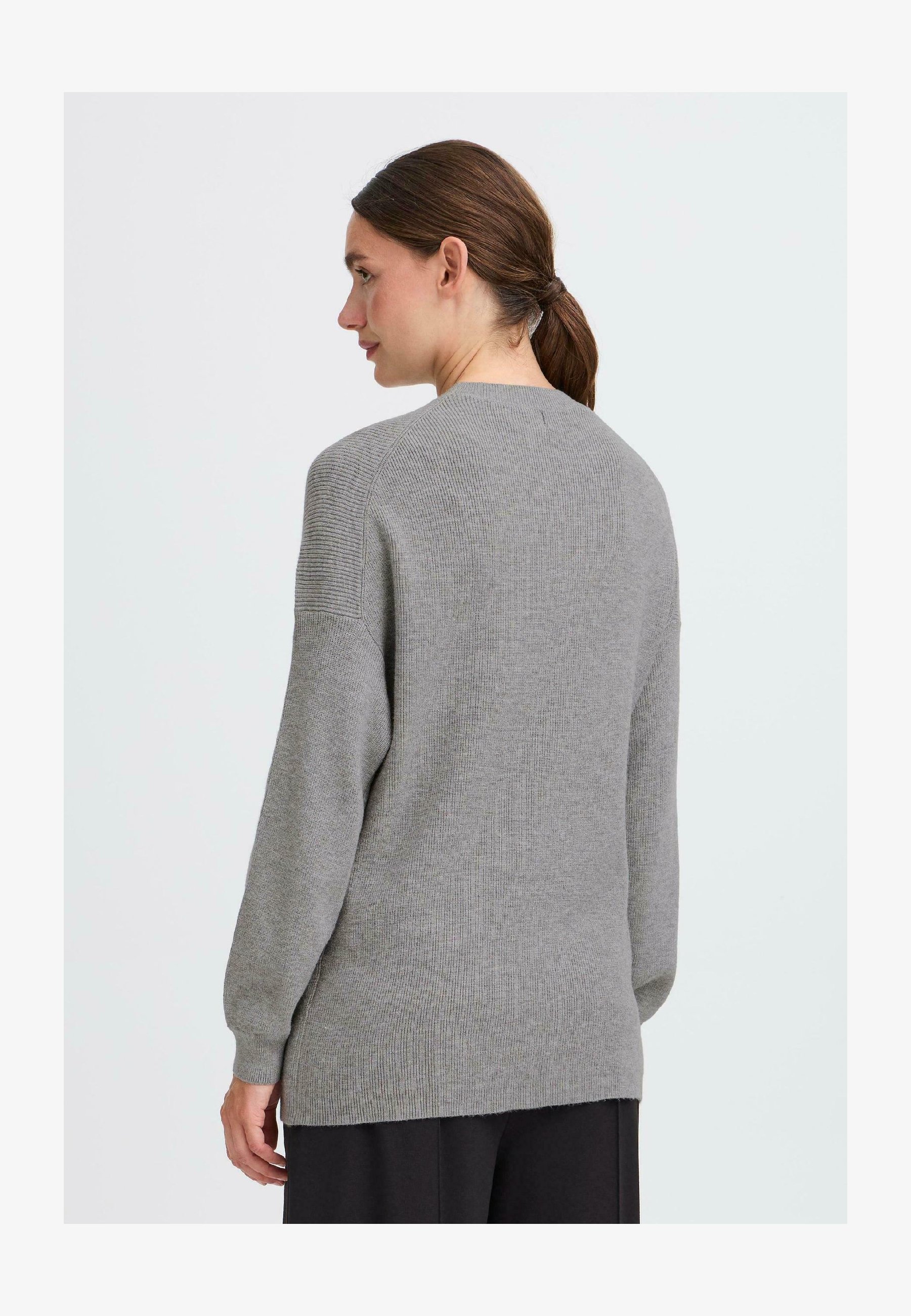 OXMO OXIlva – Maglione Da Donna A Maglia Fine, Scollo A V, Vestibilità Regolare, Mélange Morbido