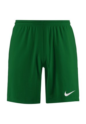 Groene sportshorts met elastische tailleband en wit Nike swoosh-logo op het lagere rechterbeen.