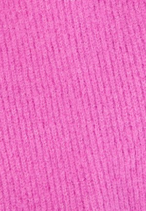 Tessuto lavorato a maglia di un brillante colore rosa, caratterizzato da un motivo testurizzato a coste che mette in risalto la morbidezza e la profondità del colore.
