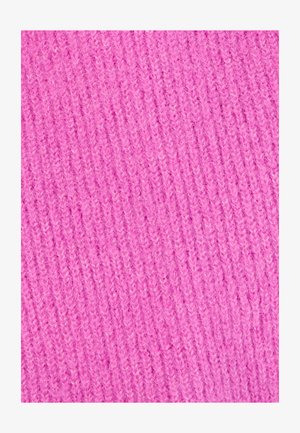 Gebreide stof in felroze, met een gestructureerd, ribbelpatroon dat de zachtheid en diepte van de kleur benadrukt.