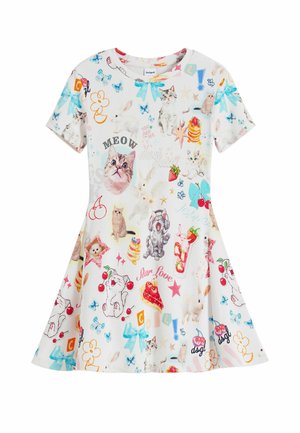 WITH CATS SHORT SLEEVES - Abito in maglia - white