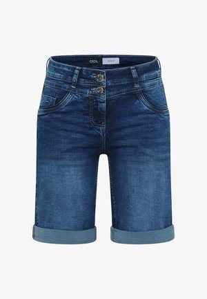 Cecil, SLIM LEG JEANSSHORTS IM CASUAL FIT - Shorts vaqueros - mid blue used wash