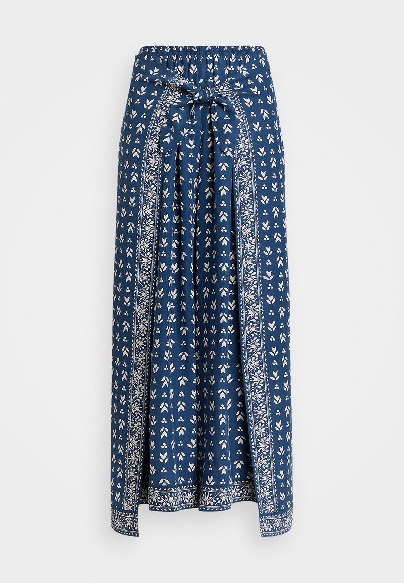 Polo Ralph Lauren FLORAL TWILL WIDE LEG WRAP PANT - Jupe trapèze - navy ...