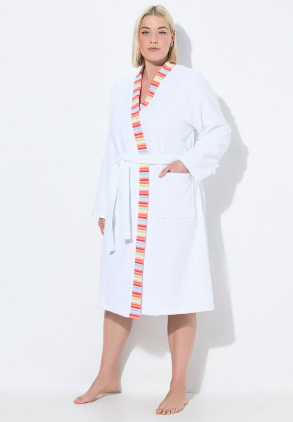 STRIPED TRIM BELTED TIE WAIST - Bademantel