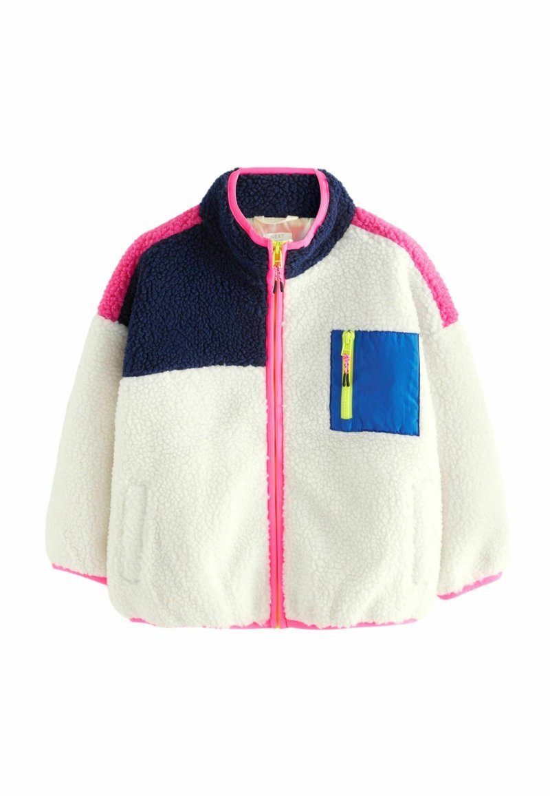 Next COLOUR BLOCK BORG ZIP THROUGH- REGULAR FIT - Polárdzseki - ecru/white