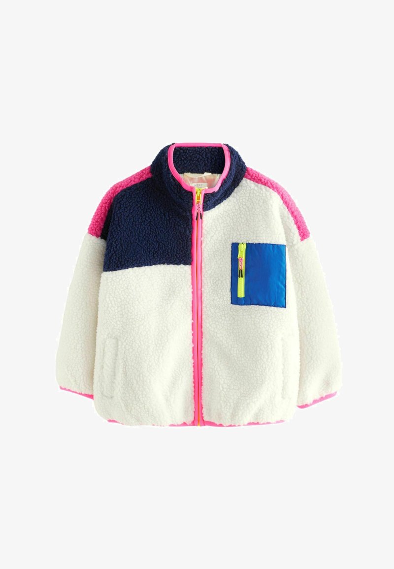 Next COLOUR BLOCK BORG ZIP THROUGH- REGULAR FIT - Giacca in pile - ecru/white