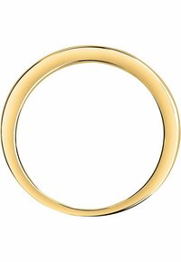 Goldener runder Ring mit einer glatten, polierten Oberfläche. Heller metallischer Glanz mit einem einheitlichen Design und ohne sichtbare Verzierungen.