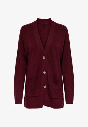 ONLY, ONLIBI LS RIB LOOSE CARDIGAN KNT NOOS - Kardigán - cabernet