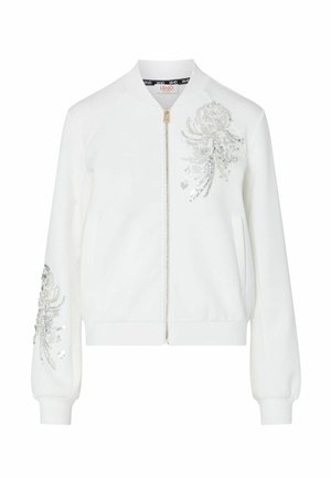 LIU JO, LIU JO SWEATSHIRT WITH ZIP AND BEJEWELLED EMBELLISHMENT - Sudadera con cremallera - off-white