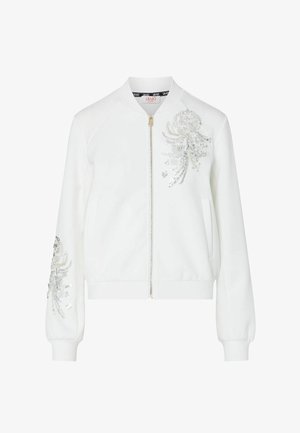 LIU JO, LIU JO SWEATSHIRT WITH ZIP AND BEJEWELLED EMBELLISHMENT - Sudadera con cremallera - off-white