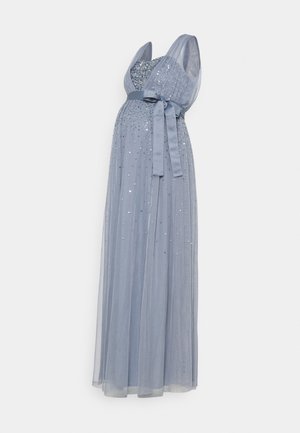 OVERLAY BODICE EMBELLISHED DRESS - Vestido de fiesta - dusty blue