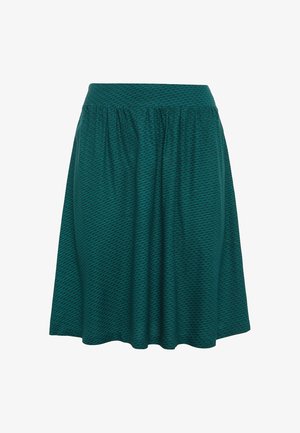 Groene rok van zachte stof, met een elastische tailleband en een gestructureerd patroon, licht uitlopend naar de zoom voor een comfortabele pasvorm.