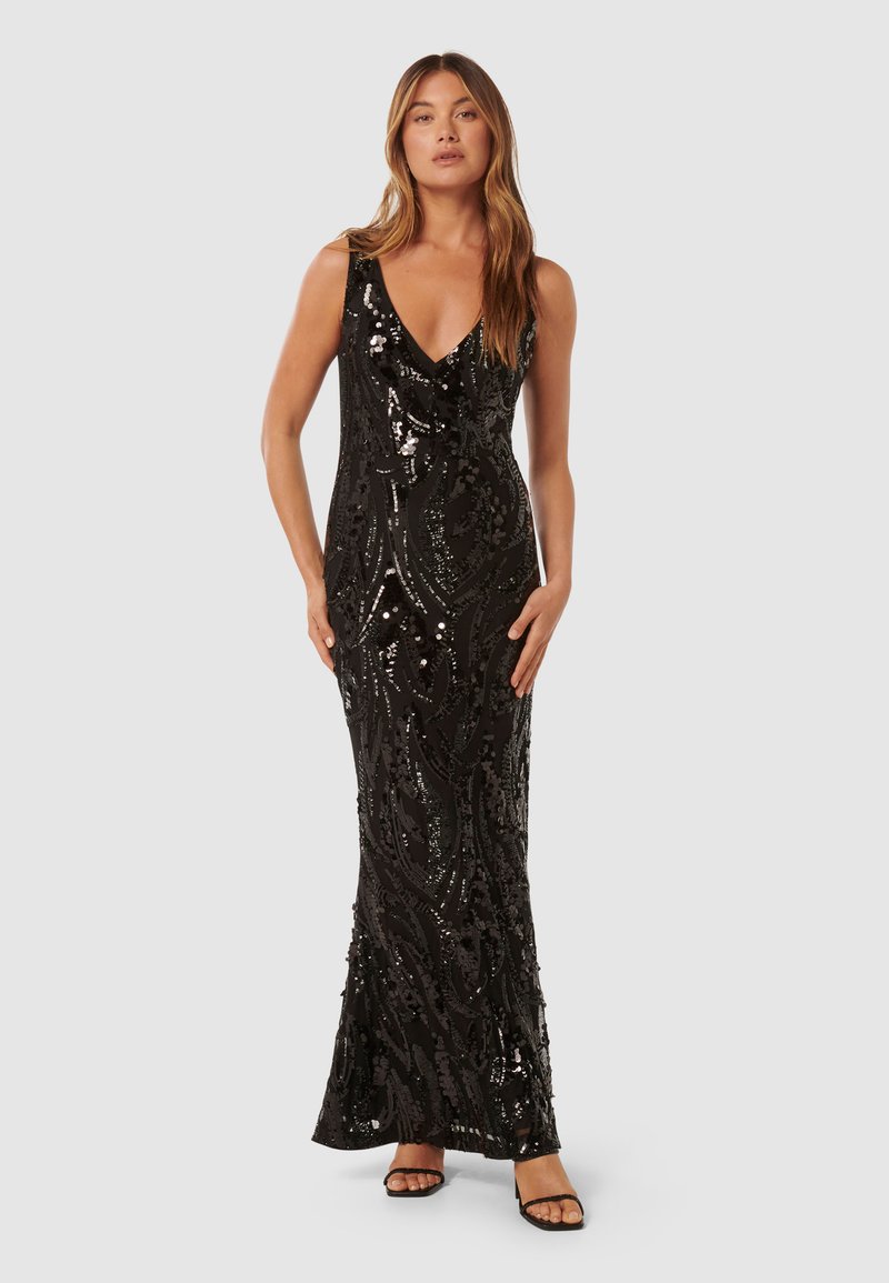 Forever New MARLENA V NECK SEQUIN GOWN - Dzsörzéruha - black