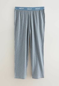Pantaloni de pijama în dungi, alb și albastru, dintr-un țesătură moale. Talie elastică cu logo-ul "NEXT". Design drept și croială lejeră.